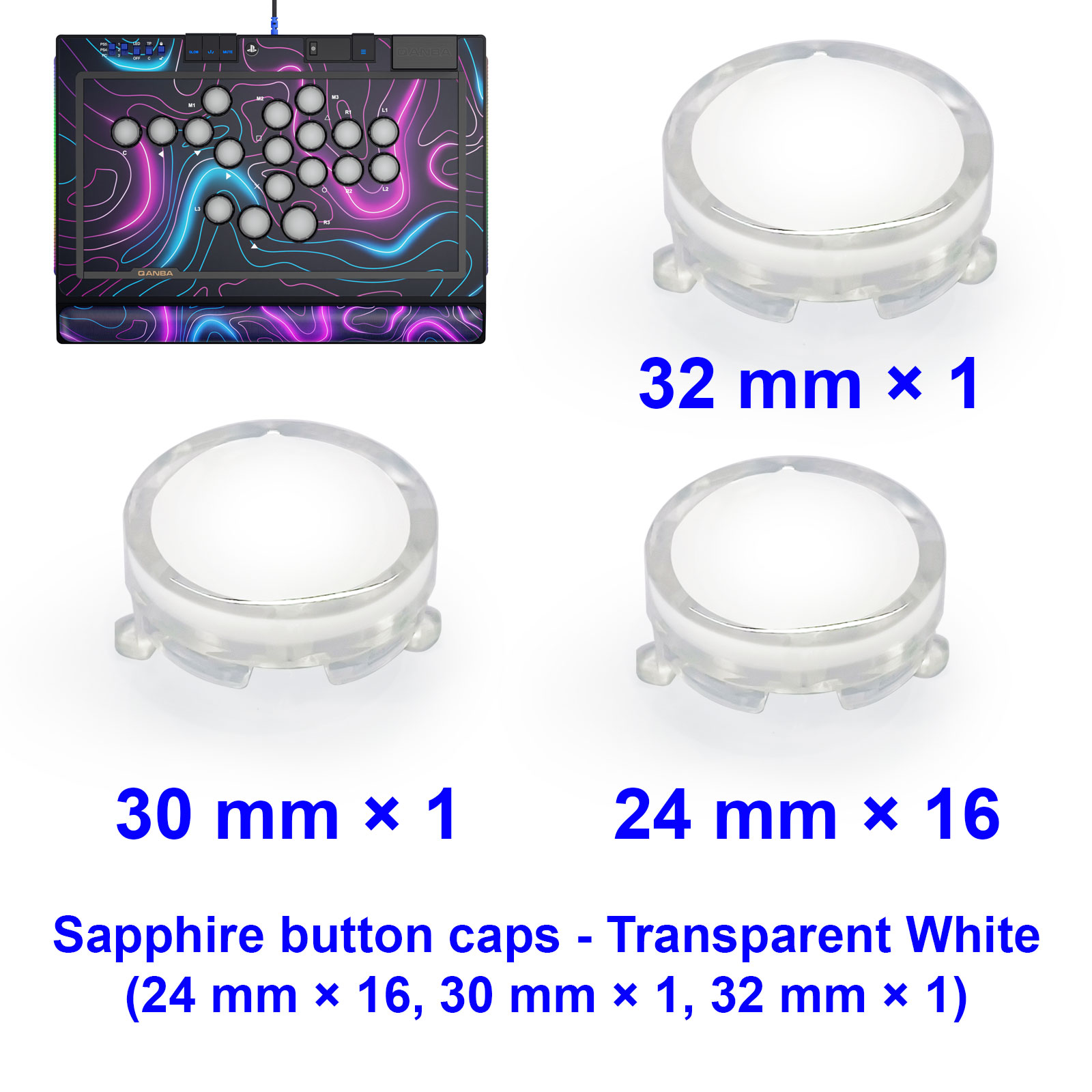 Arcade Stick Joystick - Capuchons de boutons QANBA SAPPHIRE S1,
