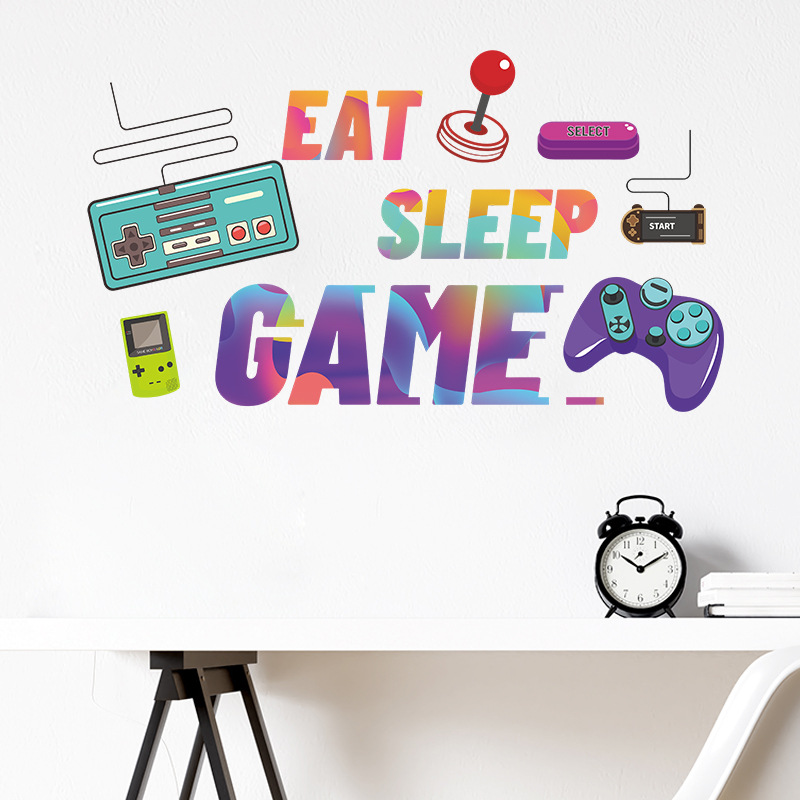 Retro Gaming Cabinet - Autocollant mural « Eat Sleep Game